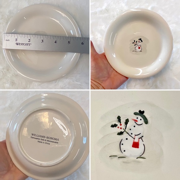 WILLIAMS-SONOMA Snowman 6" decorator cookie plate NEW - Picture 2 of 3